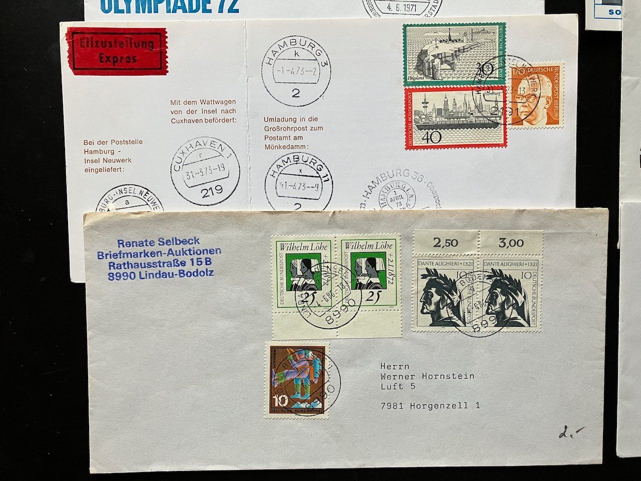 Alle Briefmarken: Deutschland: 8 Belege 1970-90 – Gebraucht aus Nesslau von zueri6 3