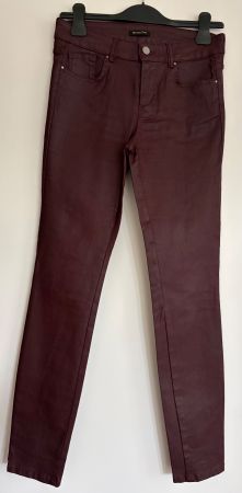 Lederimitat-Hose,Bordeaux und Used Look, Massimo Dutti,Gr 38