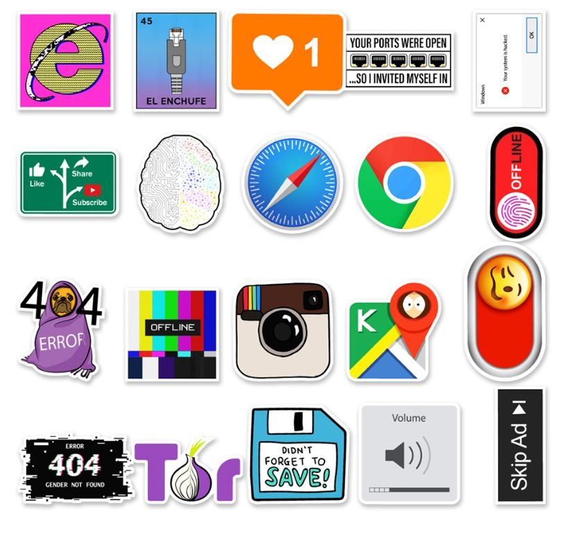 Sticker: Internet Google Safari Chrome Explorer Web 50 tlg Stickerset – Nuovo e nell'imballaggio originale da Dättlikon venduto da easythings 4