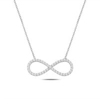 Kette 925 Silber Zirkonia Infinity Unendlich layer fein 42cm