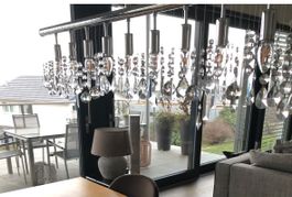 Pendelleuchte mit Glas-Kristallen, 120cm