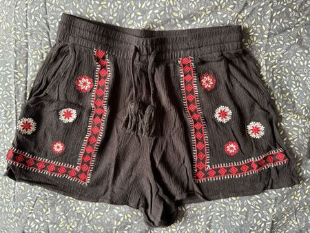 Black embroidered shorts