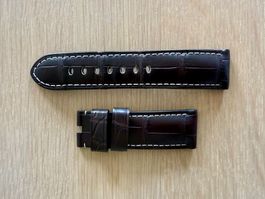 Bracelet Panerai OEM original en alligator brun foncé