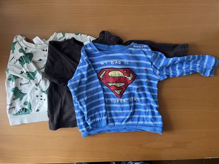 3 Pullover Kinder Langarm weiss/blau/braun Grösse 74
