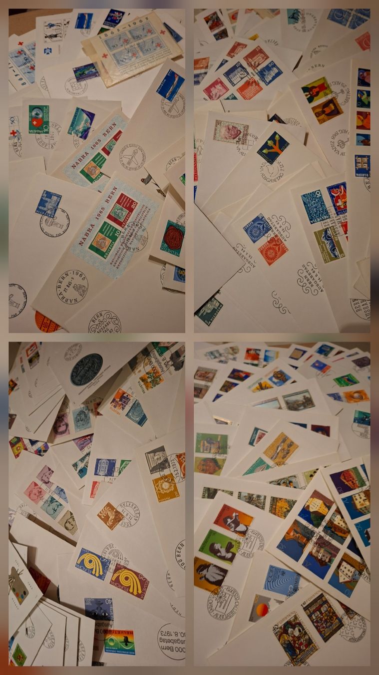 Alle Briefmarken: Schachtel FDC / PTT / 4er Blocks Briefe div – Gebraucht aus Balgach von SIMEON27 1