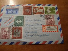 Bundespost. Reich frankierter R-Brief 1956 nach Leysin
