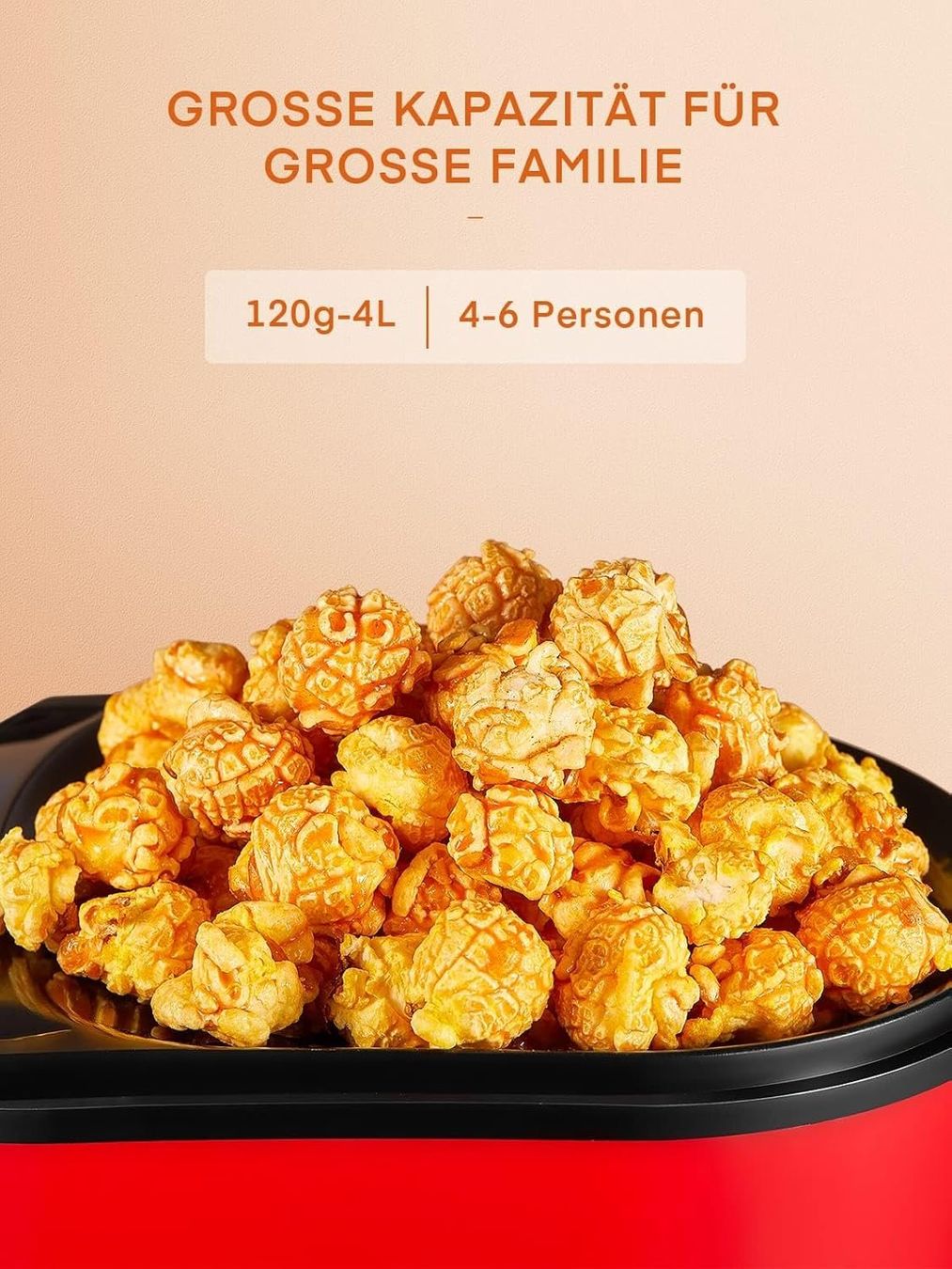 Elettrodomestici da cucina: Popcornmaschine Heissluft 1400W 4L Popcorn Maker Rot – Nuovo e nell'imballaggio originale da Wittenbach venduto da VELARO 1