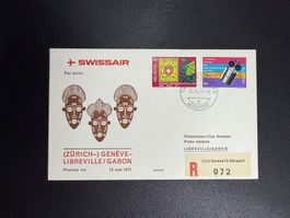 Swissair Erstflugbrief Genf - Libreville 1971