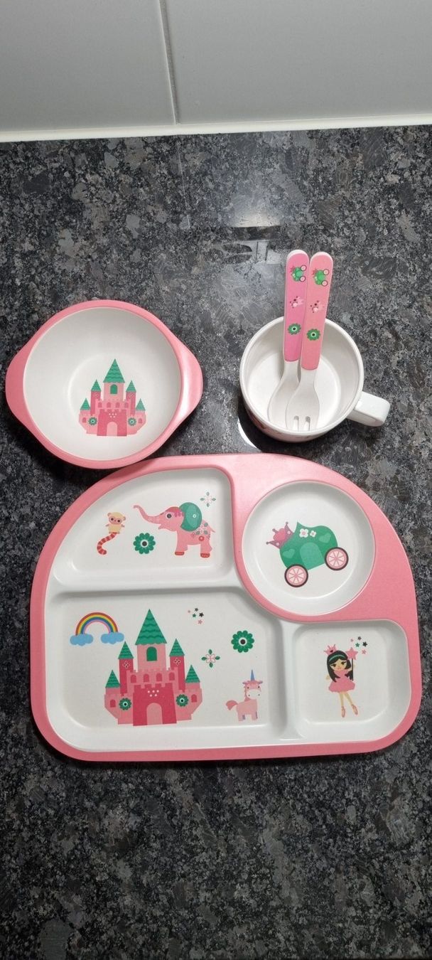 Set di piatti: KINDER GESCHIRR-SET Eco Bamboo "MAGICAL CASTLE" – Nuovo e nell'imballaggio originale da Stäfa venduto da BURG23
