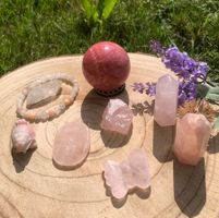 ✲ Rosa Set Kristall Sammlung ✲ 375g/Lot 9 Stk Rosenquarz