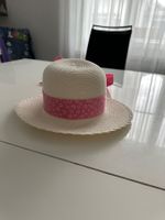 Sommerhut Mädchen, weiss mit rosa Band