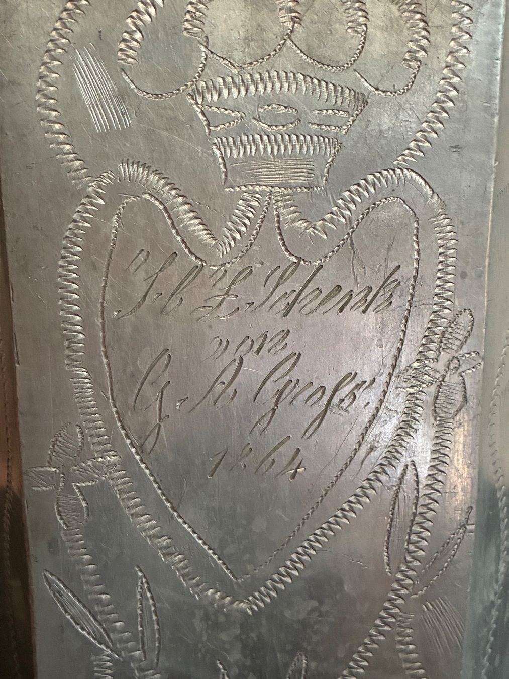 Bottiglie: Antike Zinnflasche  dat. 1864 – Usato da Zürich venduto da hicosh 1