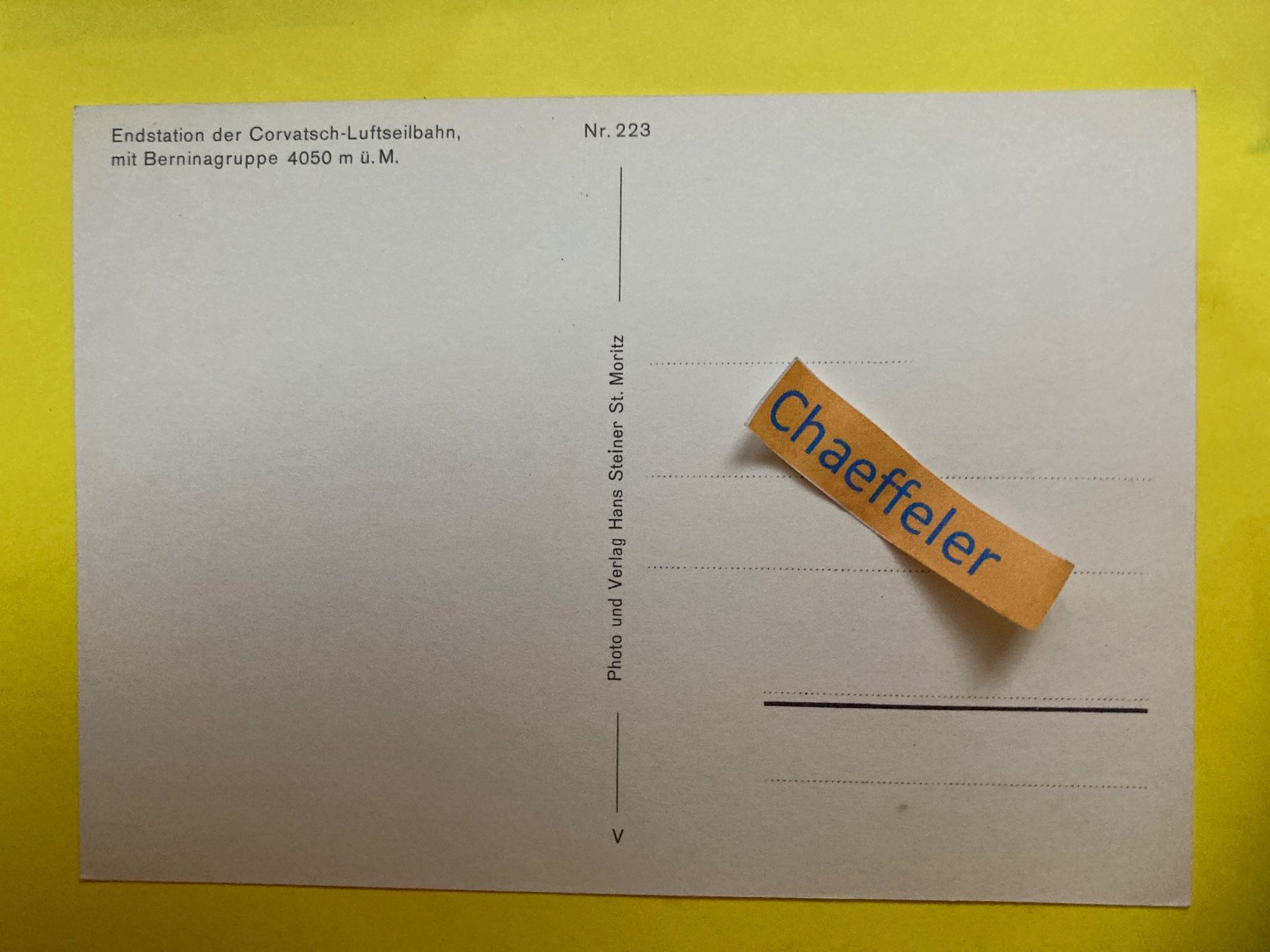Cartoline postali: Endstation der Corvatsch-Bahn – Usato da Zürich venduto da Chaeffeler 1