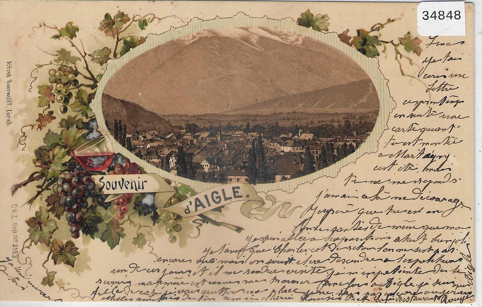 Cartoline postali: Souvenir de Aigle - Litho – Usato da Ettingen venduto da Kartenplanet