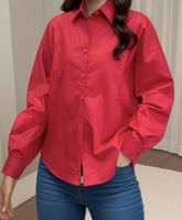 Chic Camicia di cotone satinato colore rosso-tg M/L-nuovo