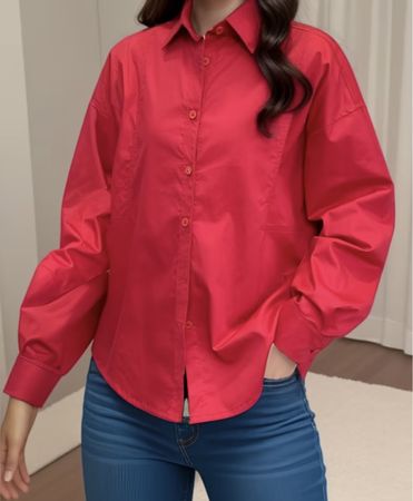Chic Camicia di cotone satinato colore rosso-tg M/L-nuovo