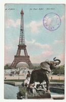 Postkarte Paris Eiffelturm mit Elefant 16.04.1910