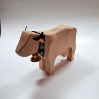 Trauffer-Kässeli-Chue - Kuh Kasse Naturholz, gross, neu