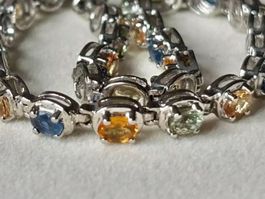 Multi-Saphir Armband, Silber 925, 19.5 cm