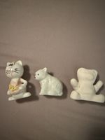 3 Keramik Tierfiguren, Katze, Eisbär, Teddybär, Vintage