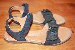 blaue Leder Sandalen mit Glitzer 39