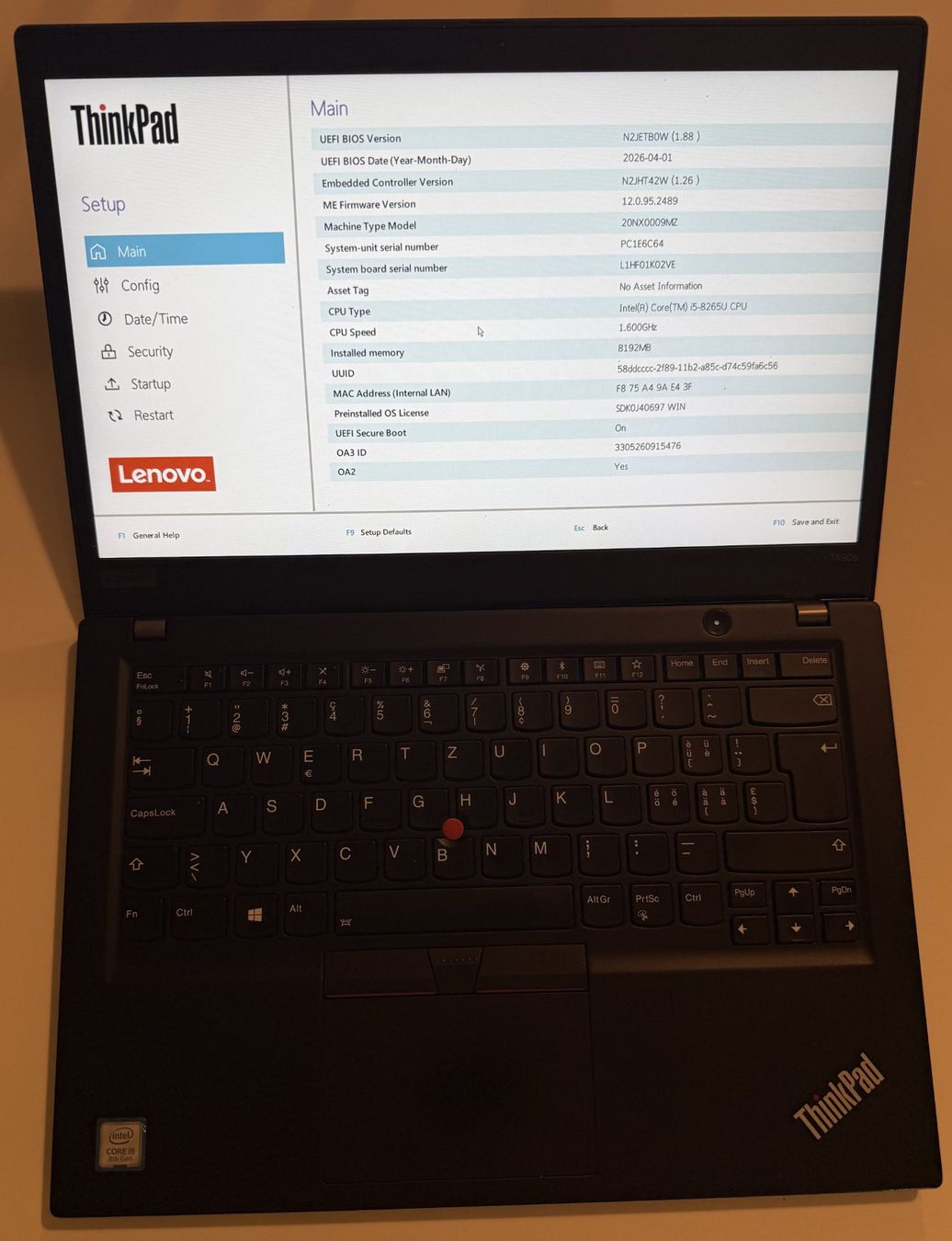 Lenovo Notebook: Lenovo ThinkPad T490 - Battery 100% - i5-8265U - 8GB RAM – Usato da Richterswil venduto da tom_rd6y