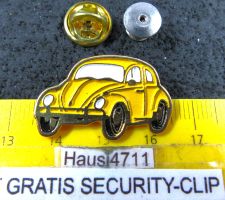 VW KÄFER GELB AUTO PIN GEPRÄGT MIT SECURITY-CLIP