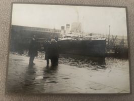 Altes Foto "Genua Hafen" 1910 Jahre mit Passagierschiff