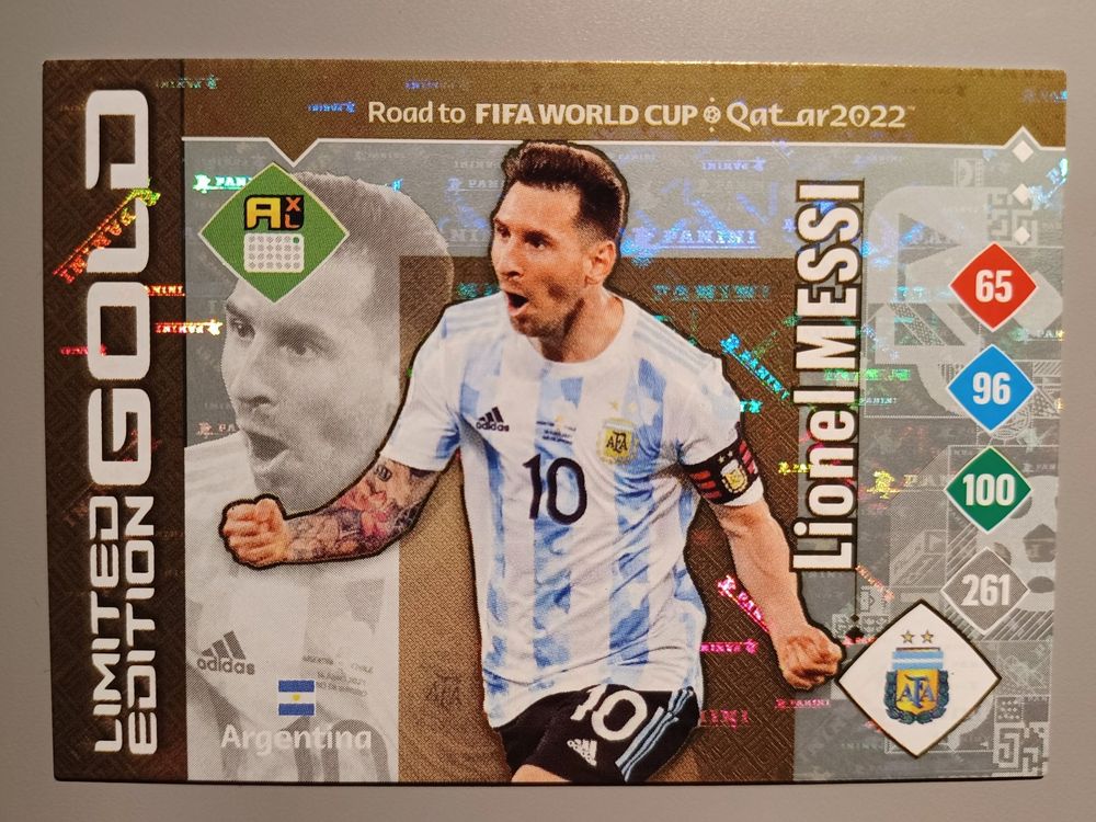 Panini WM 2022 LIONEL MESSI Limited Edition Gold Card (Neu (gemäss ...