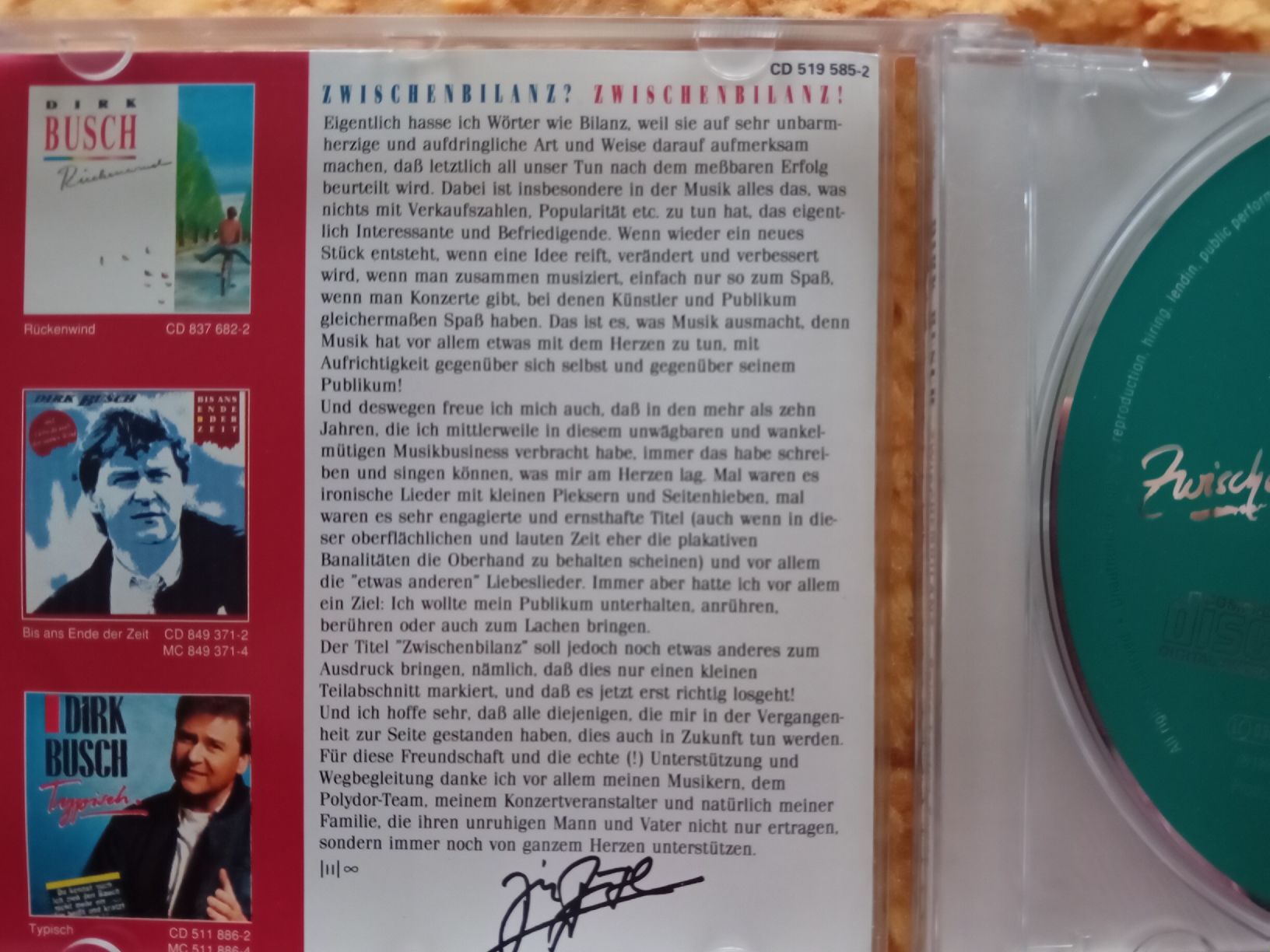 CDs: CD Dirk Busch, Zwischenbilanz – Gebraucht aus Witterswil von hele04 1