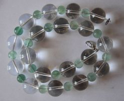 NEU: Bergkristall Fluorit Kette Collier Schmuck Edelstahl