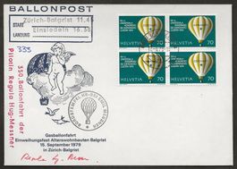 Flugpost Ballon Schweiz 1979 Zürich Einsiedeln Luftpost