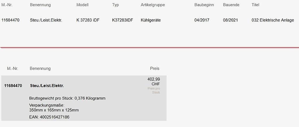 Frigoriferi: Steuerleiste Miele zu Kühlschrank – Usato da Wauwil venduto da mkaufmann88 1