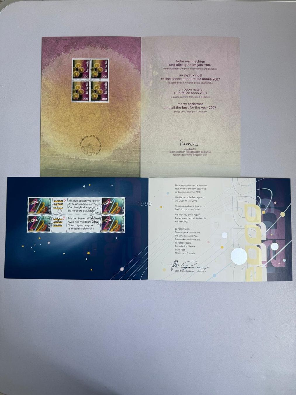 Tous les timbres: 4 Schweizer Post Weihnachtskarten mit Briefmarken 1999–2007 – D'occasion à Tafers par Re.Ts 1