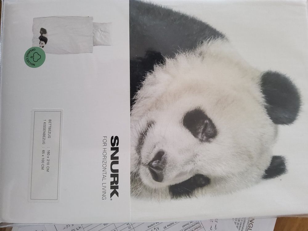 Linge de lit: SNURK Panda Bettwäsche-Set, neuwertig, 160x210 cm 🐼 – Neuf avec emballage d'origine à Oetwil am See par sverige81 2