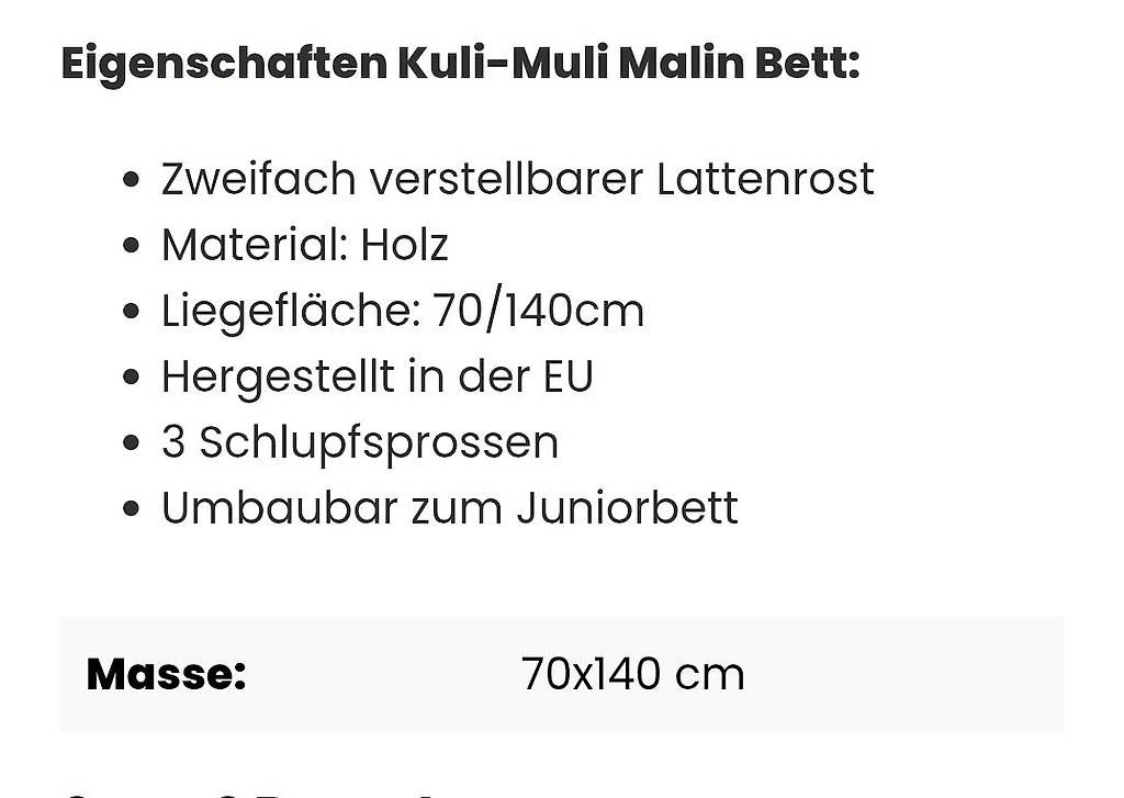 Letti: Umbaubares Kinderbett 70x140cm "kuli-muli" – Usato da Kloten venduto da preshie 2