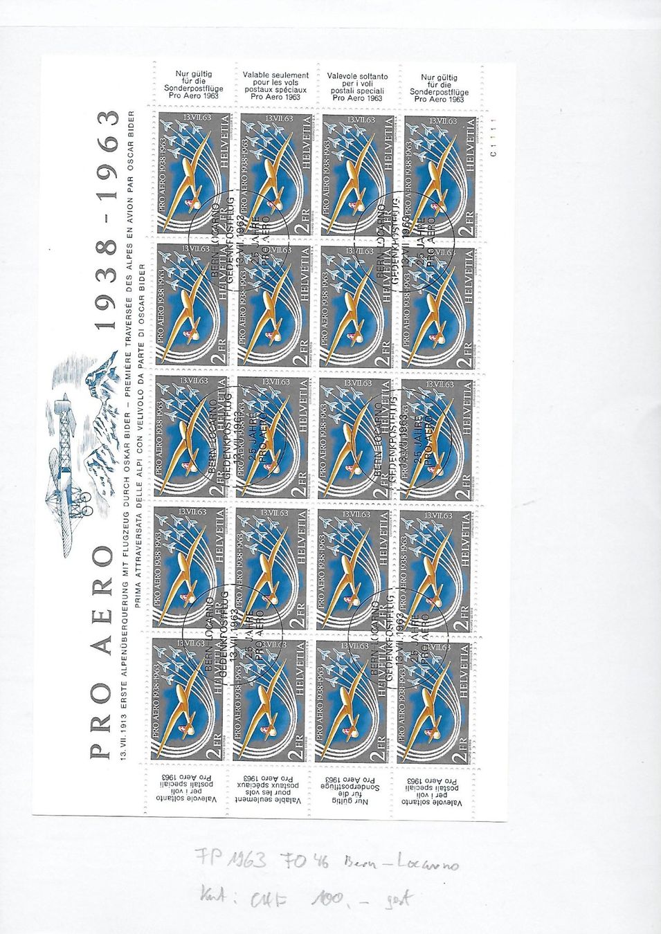 Tutti i francobolli: FP 1963 FO46 BE - Locarno gest. Kat: CHF 100.- – Usato da Basel venduto da Ilp