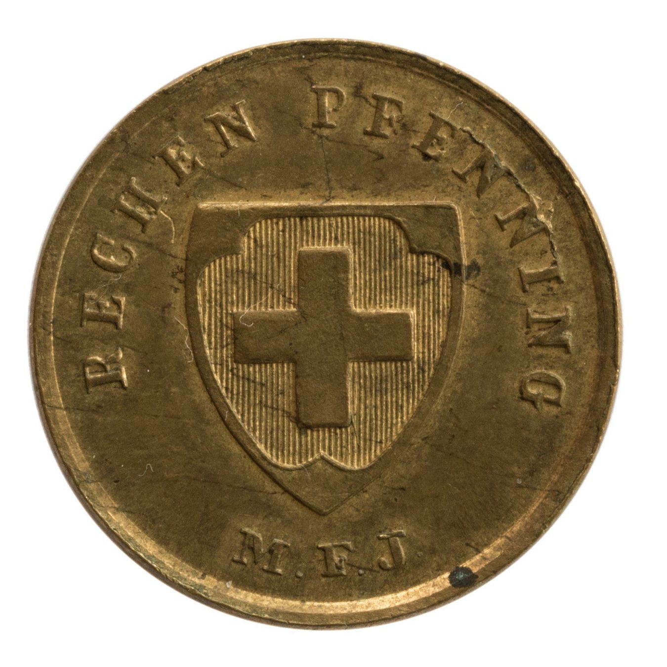 Medaglie: Jeton Rechen Pfennig M.F.J. um 1900 – Usato da Rotkreuz venduto da Swiss-Coins