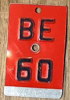 BE 60 - VELONUMMER - FAHRRADSCHILD - PLAQUE DE VELO - BE 60