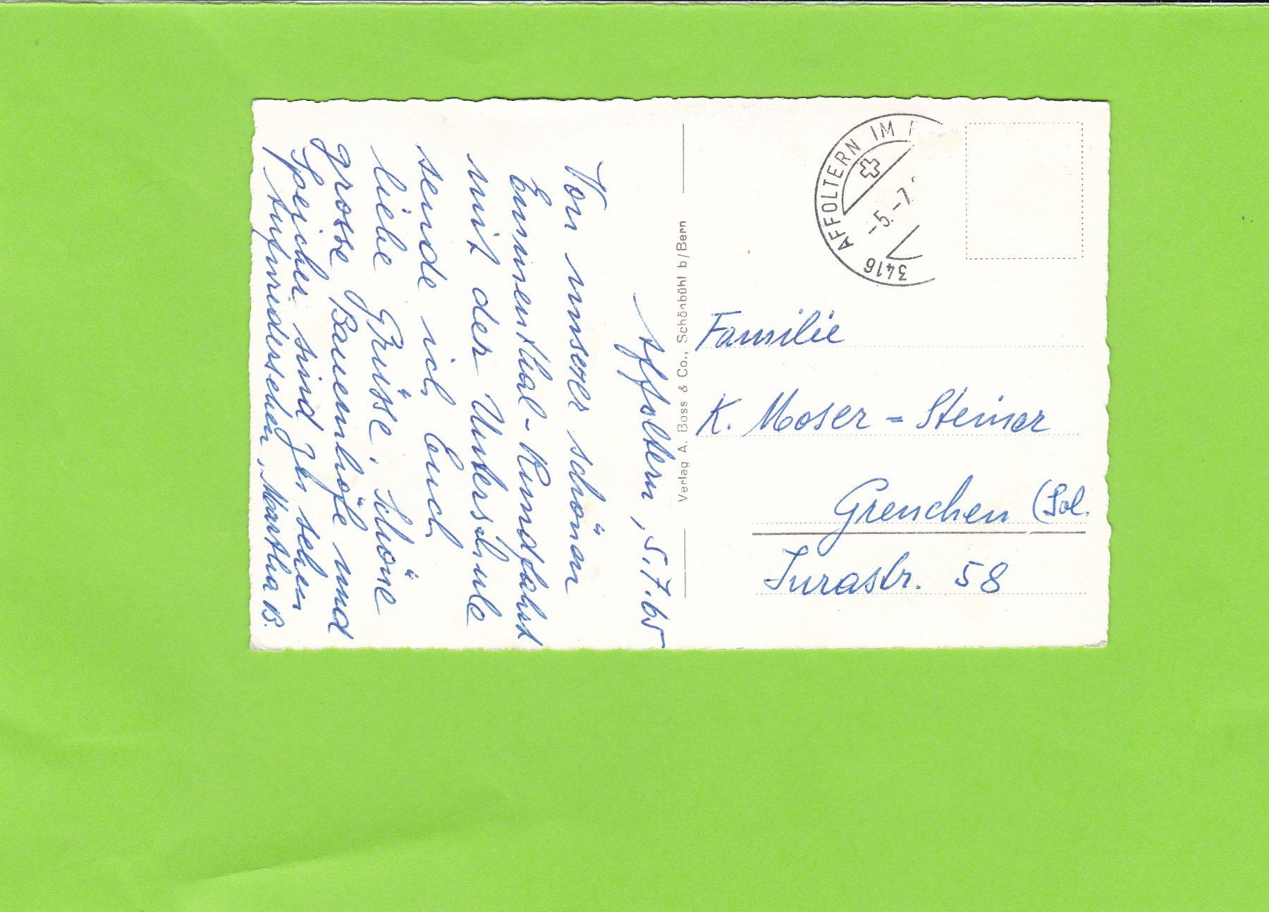 Cartoline postali: Aussicht von der Lueg bei Affoltern i./E. – Usato da St. Peterzell venduto da neckertal 1