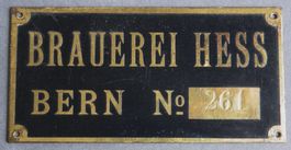 Bier Brauerei HESS BERN ( Steinhölzli ) Büffetschildchen 261