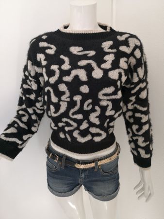 🤩ZARA PULLOVER SCHWARZ-WEISS MUSTER NEU