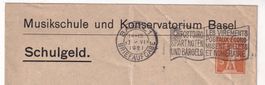 Kuvert Schulgeld Musikschule Konservatorium Basel 1921