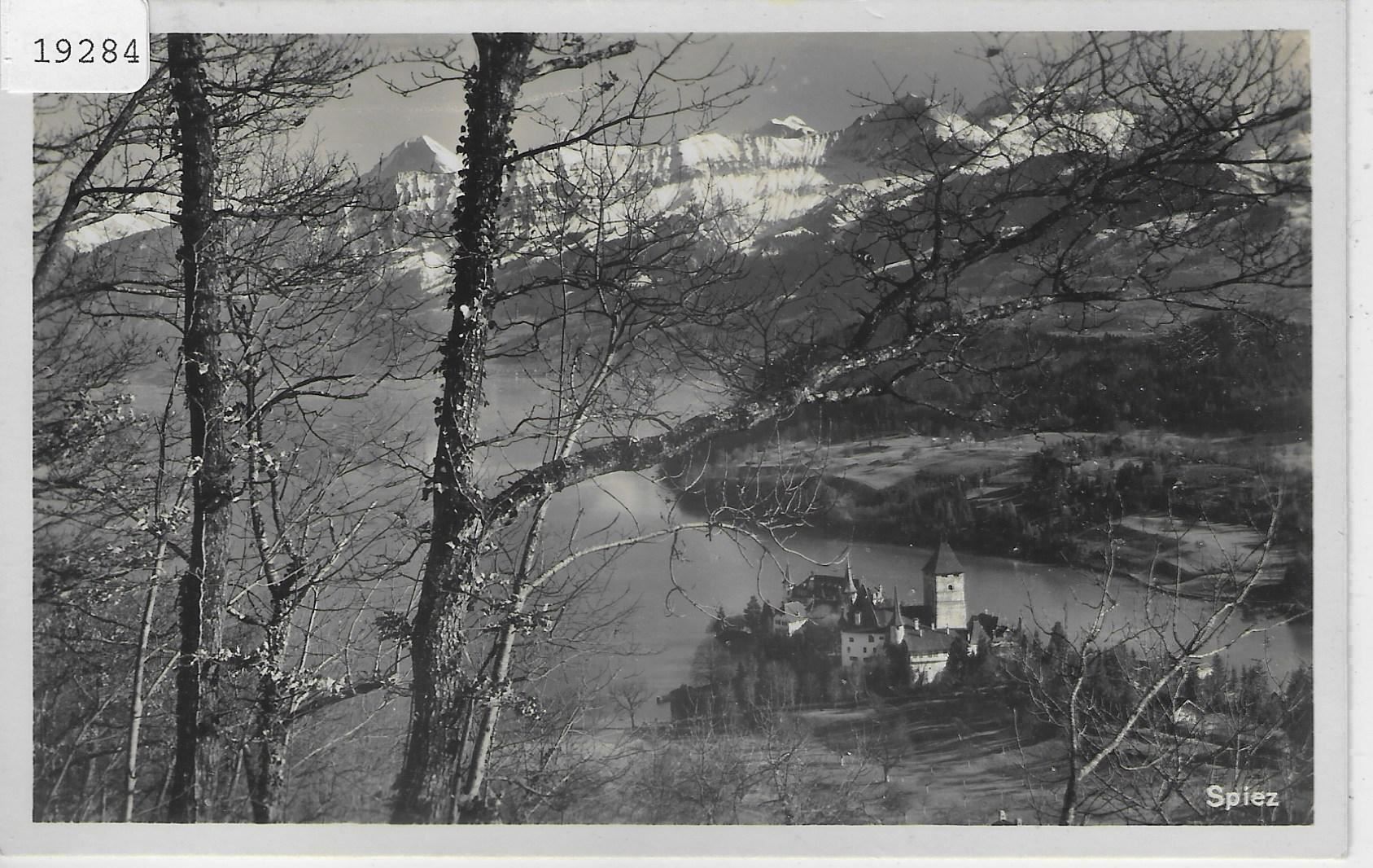 Ansichtskarten: Spiez am Thunersee - Schloss – Antik aus Ettingen von Kartenplanet
