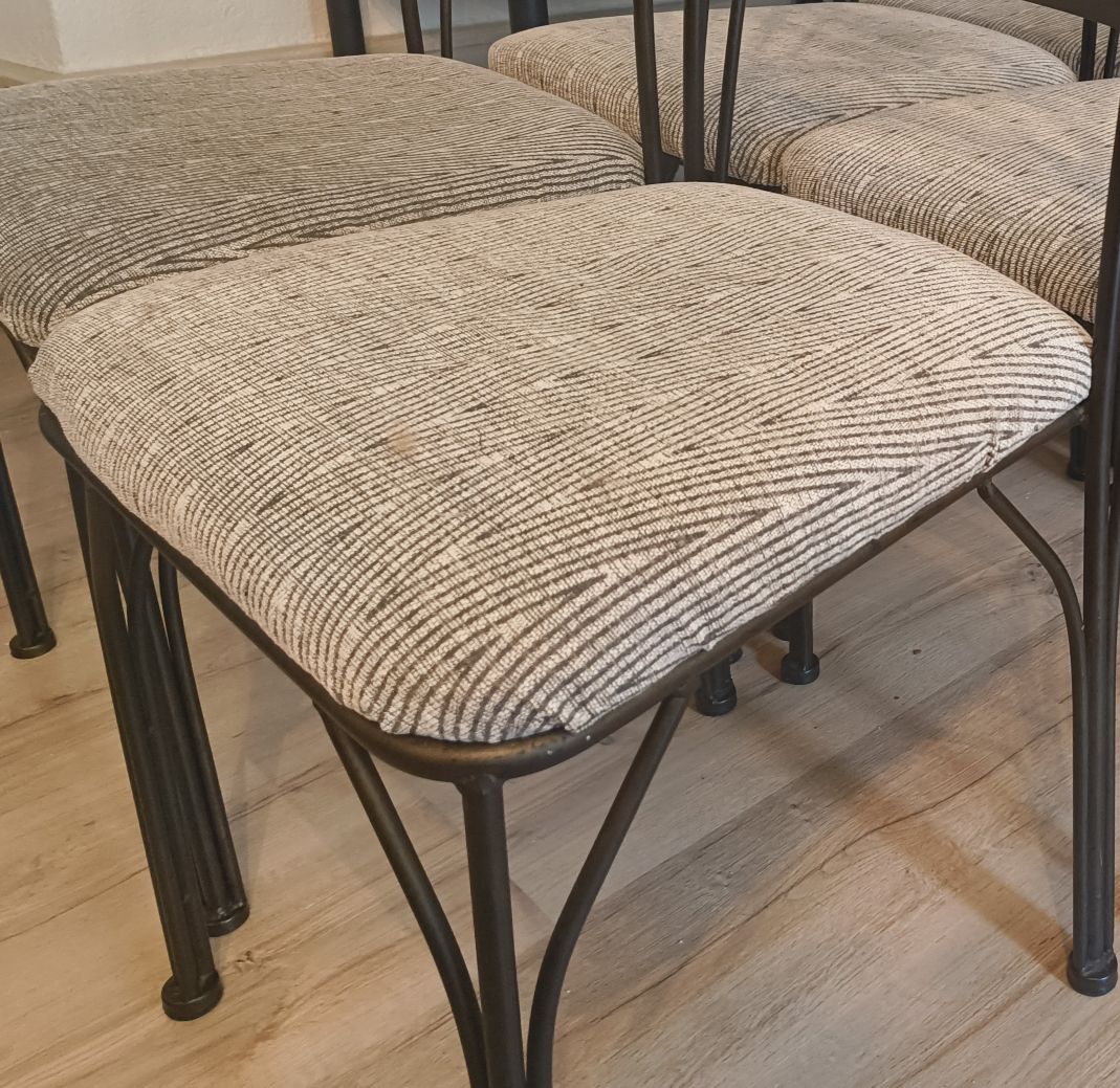 Tische: Esstisch mit 6 Stühlen Metall Glas – Gebraucht aus Waldenburg von sta_6zk6 2