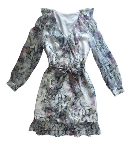 Sommer-Seidenkleid Volant/Rüschen Damen S