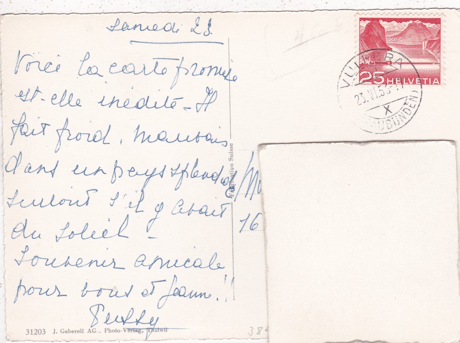 Cartes postales: Schloss Tarasp Sparsels 1956 – D'occasion à Herisau par Lisegrat2008 1