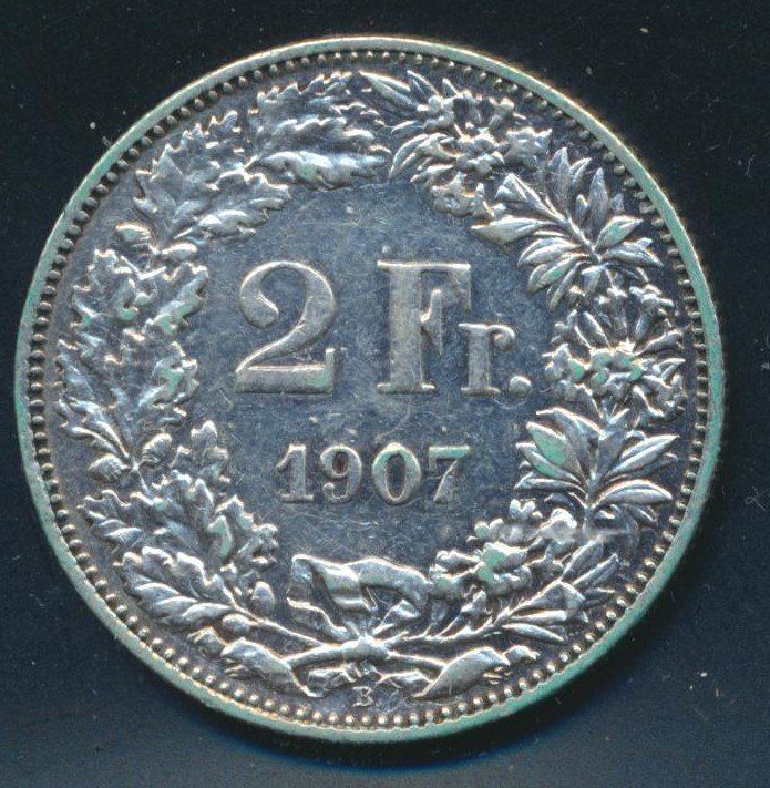 Tutti le monete: 2 Fr. 1907 -vz – Usato da Roggwil BE venduto da Stampdealer3