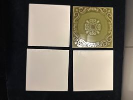 4 Wandfliesen Keramik Vintage Retro 70er Jahre Look