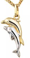 Kettenanhänger Anhänger Delfine 333 Gold bicolor